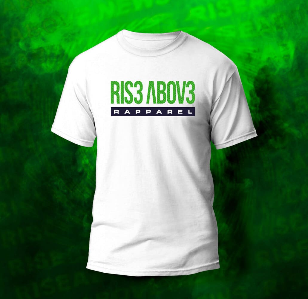 RA RIS3 ABOV3 RApparel (green logo)